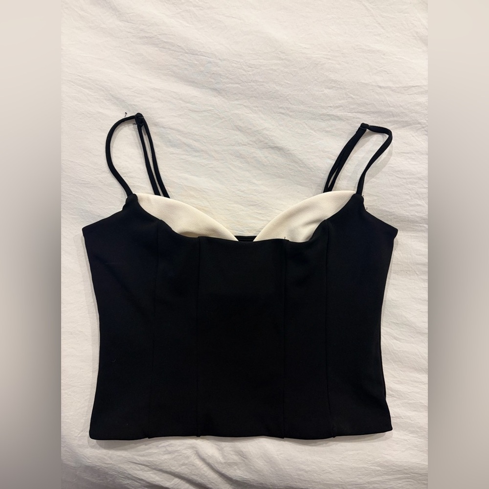 Dynamite Black Camisole with White Bustier Detail